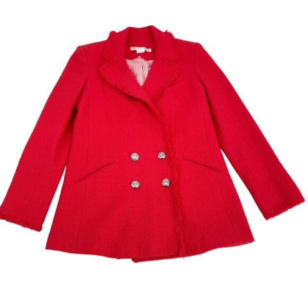 Veronica Beard Nayeli Fringe Dickey Jacket Long Line Watermelon Size 2 - Picture 7 of 16